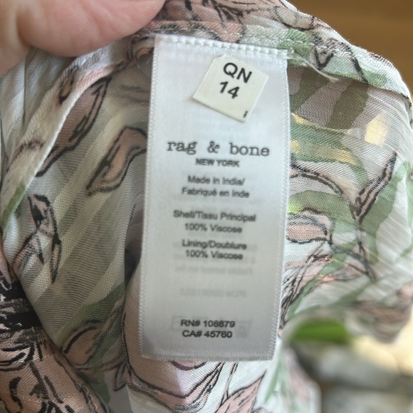 🛍️Rag & Bone Calista White Floral Maxi Long Sleeve V Neck Dress Pink XL - Picture 13 of 14